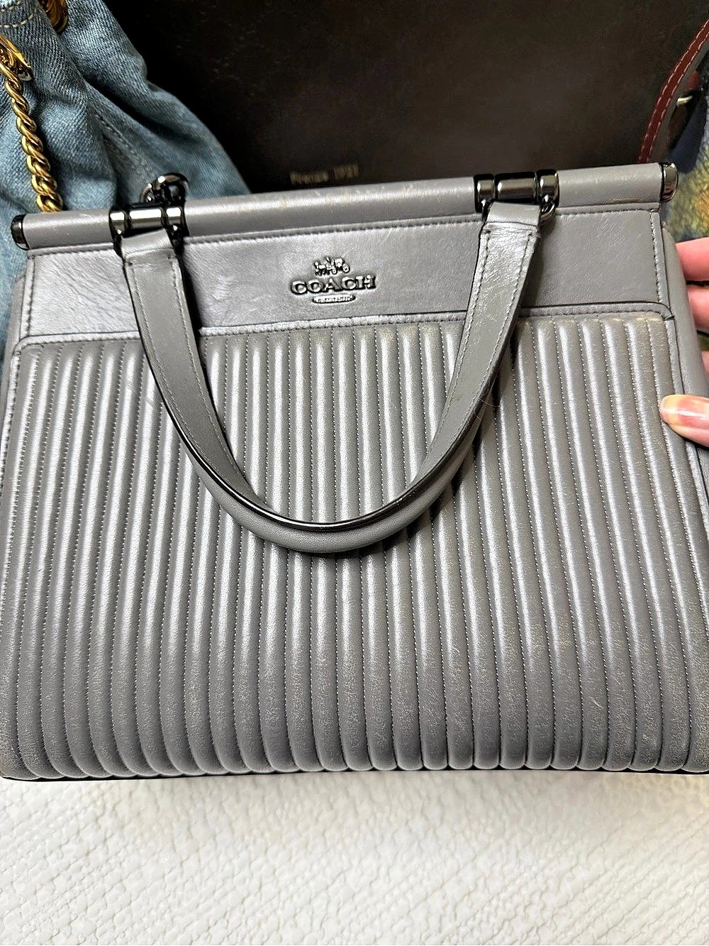 Coach Pleated Satchel in Gray